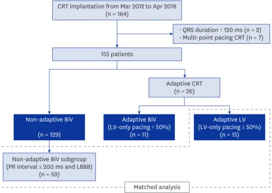 Fig. 1. Flow diagram of the study population. Patients were matched according to baseline PR interval and QRS  morphology
