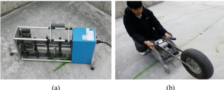 Figure 5. Tapping (a) and bang machines (b) used in the light and  heavy weight shock noise test, respectively.