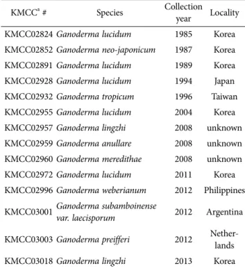 Table 1. Lists of 14 stains of Ganoderma spp. used in this study