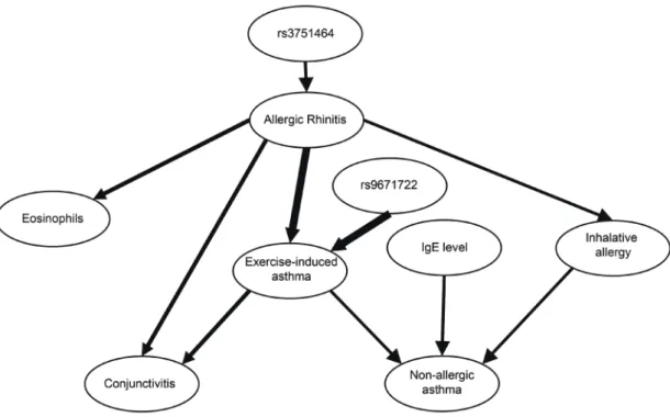 Fig. 3. DAG of the most likely relations of variants and targets. The directed edges represent only probabilistic relationships between the variables which are not  necessary causal