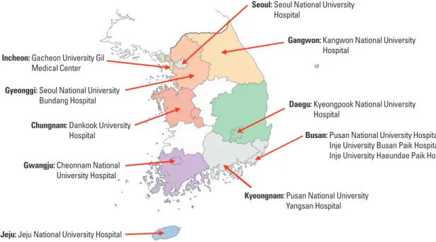 Fig. 1. The locations of the referral centers enrolled in this study.