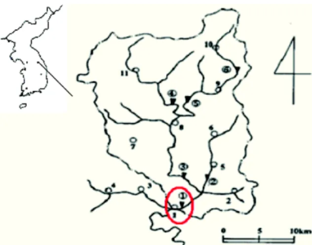 Fig. 4. Flowchart for the metamodel Fig. 5. Peong Chang river basin (Bang-Rim gauging station is located in the circle area on the map)
