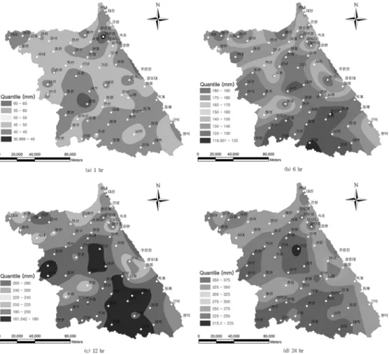 Fig 2. Spatial distribution analysis for return period 10yr.