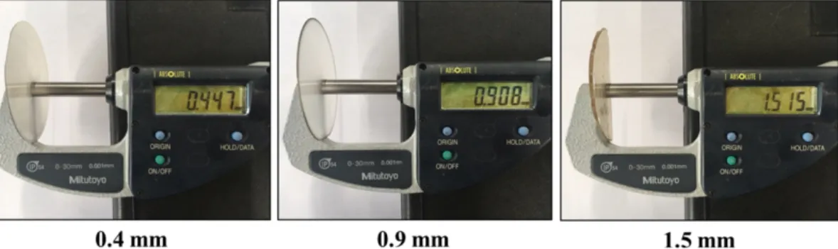 Fig. 1. Both side polished GaN substrate with different thickness.