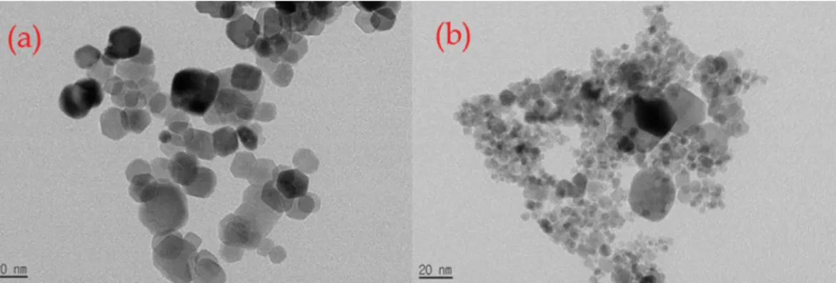 Fig. 3. FE-TEM images of the Zr x Ce 1−x O 2  nanoparticles by hydrothermal method at pH = 11 and 200 o C for 6 h with various x;