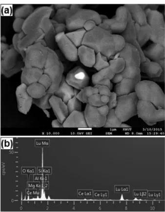 Fig. 2. Simulated crystal structure of Lu 2.94 Ce 0.06 MgAl 3 SiO 12 phosphor.