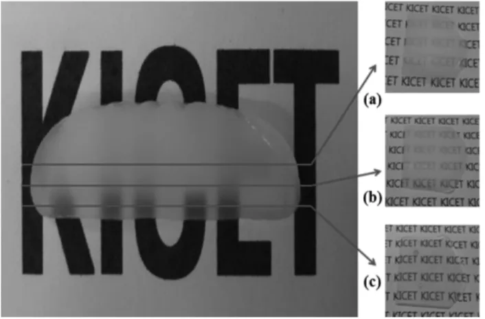 Fig. 2. Photographs of CPG-1 with position of sample. (a) Core part, (b) Intermediate part, (c) Outside part.