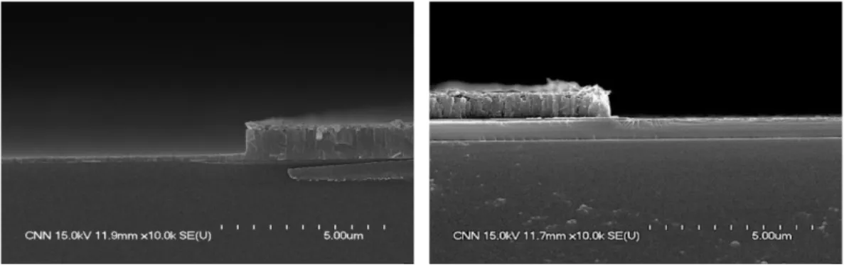 Fig. 3은 25CF 4 /10Ar ICP  플라즈마에서 rf chuck power  변화에 따른 SnO 2 와 mask 재료들의 식각속도(좌 측)와 SnO 2 와 Al, Ni mask 재료  간의  식각  선택도(우 측)를  보여준다