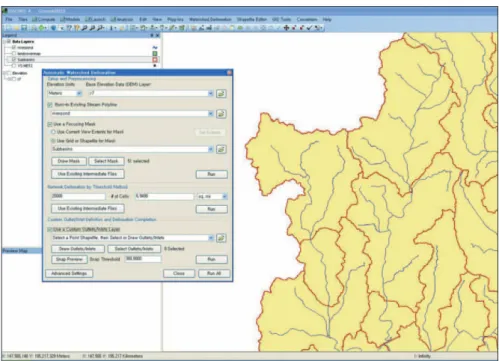 그림 2.  Automatic watershed delineation 과정