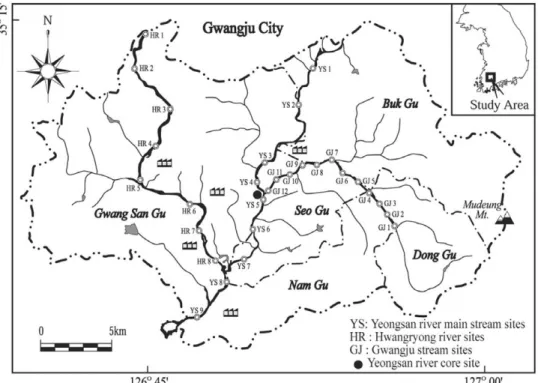 Figure 1.  Map showing the study area and sampling sites