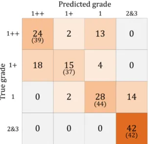 Fig. 10. Confusion matrix of the convolutional neural network (CNN) model evaluation using one piece  of beef sample