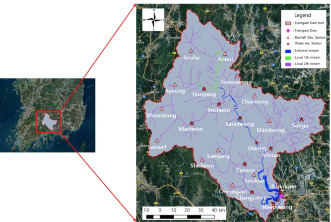 Fig. 3. Study area and location of water elevation gauge station.