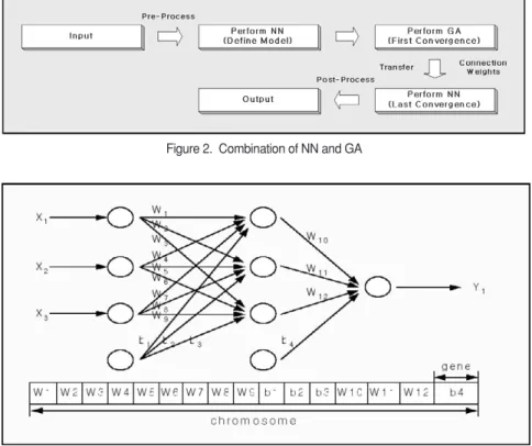 Figure 3.  Chromosome of connection weights and biases