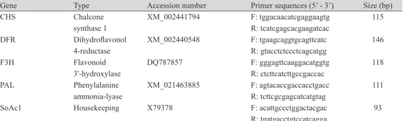 Table 1. Genes, accession numbers, and primer information for qRT-PCR analysis possibly associated with  anthocyanin biosynthesis.