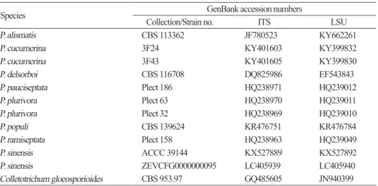 Table 1. A list of Plectosphaerella strain and reference strains of related species in this study