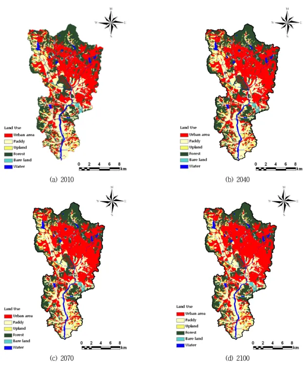 Figure 12. Predicted land use maps under the RCP4.5 scenario