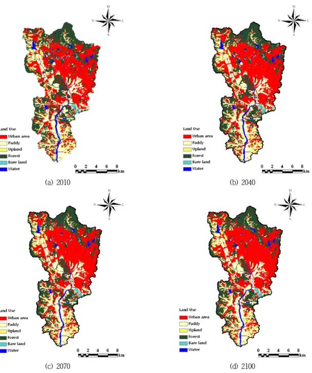 Figure 13. Predicted land use maps under the RCP8.5 scenario