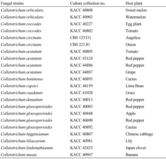 Table 1. Colletotrichum strains used in this study