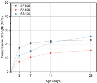 Fig. 5 Compressive strength of unary binder concrete