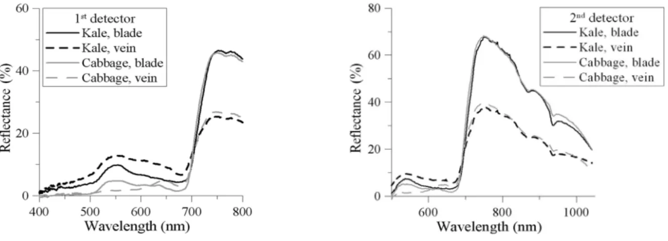 Fig. 4. Reflectance difference in the VIS and NIR wavelength bands.