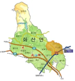 Figure 2 화산면 행정구역도. 법정리 행정리 자연마을명 면적(Ha) 인접시군 가상리 가상리 가래실독조골   모산 450 화남면신녕면청통면Table 1 권역 행정구역 현황 나