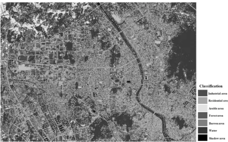 Fig. 4. Classification map of KOMPSAT data merged with digital cadastral map.