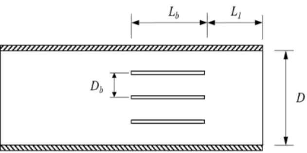 Fig. 1 Geometry and parameters of the nozzle and blade 노즐의 상･하부 위치에서는 노즐 벽면과 매트릭스간의 점 성도 영향(viscosity effect)으로 속도 차이를 발생시키며, 이는  섬유의 회전운동을 유발시킨다