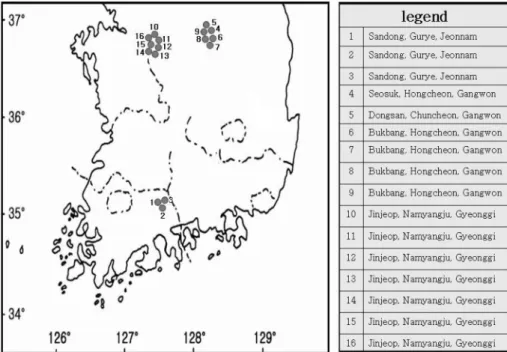 Fig. 1. Surveyed area for the study of ecological characteristics of  Sparassis crispa .