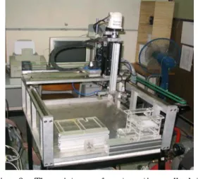 Fig.  2.  The  picture  of  automatic  well-plate  changer.         ⓐ 공압 그리퍼     공압은 작동이 간단한 기구이며 압축공기를 이 용하므로 작업속도가 매우 빠른 작업 매체이다