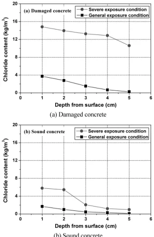 Fig. 4 Snowfall characteristics and application amount of deicing  salt according to exposure condition 