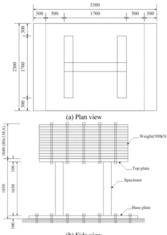 Fig. 1 Vibration test specimen(Lee and Kim, 2010) (unit: mm)