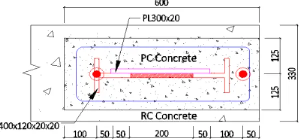 Fig. 7 Plan of Plate and Post-Anchors Under the Existing Reinforce  Concrete Beam in Specimen PR1-UP 