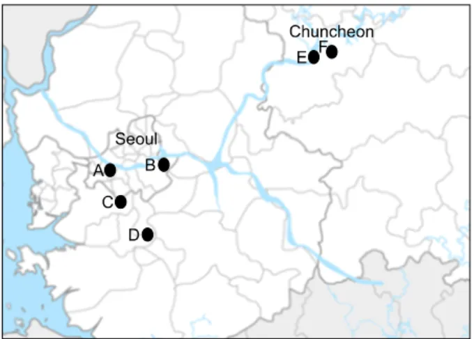 Fig. 1. The enrolled hospitals were located in several provinces  of central district in Korea