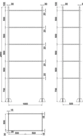 Fig. 2 Flow chart for the proposed algorithm Fig. 3 Dimension of steel frame specimen형시켜  주면  변화한  하중,  ′를  추정할  수  있게  된다