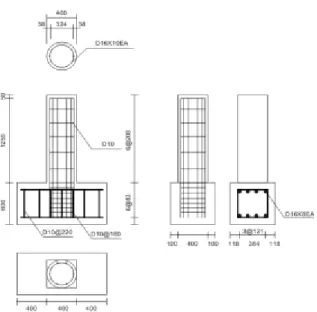 Fig. 2 Design section and arrangement of specimens