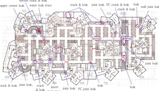 Fig. 1 Water leakage survey of construction site applied non-exposure urethane waterproofing membrane