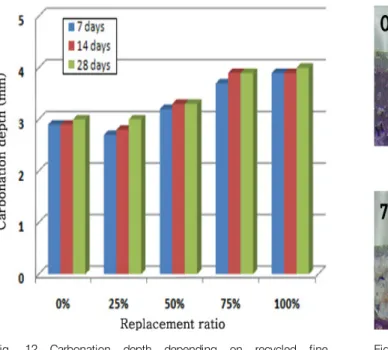 Fig.  13  Carbonation  degree  depending  on  recycled  fine  aggregate replacement ratio