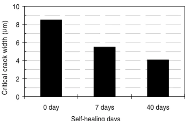 Fig. 17 Critical crack width with self-healing age 
