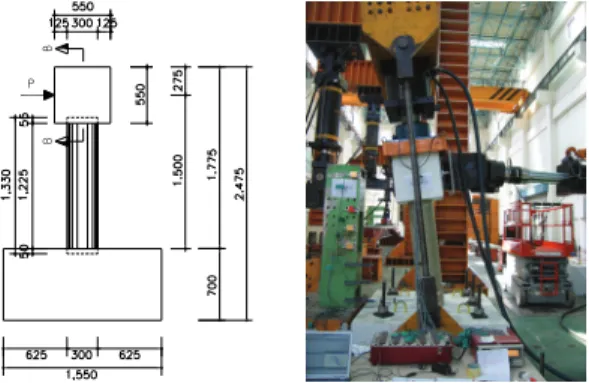 Fig.  1  Details  and  testing  view  of  test  column