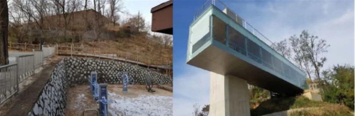 Fig. 2. Closed quarry in Naksan (left) and Changsin Sungin Quarry Observatory (right)