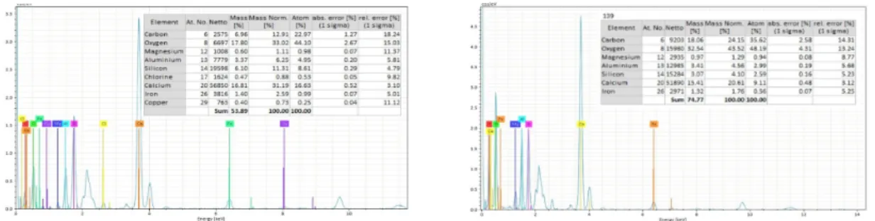 Fig. 4. EDS results for SS before and after carbonation.