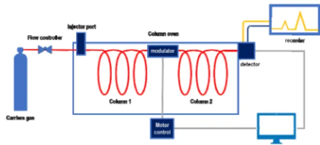 Fig. 3. Diagram of gas chromatography. Fig. 4. Diagram of 2D gas chromatography.
