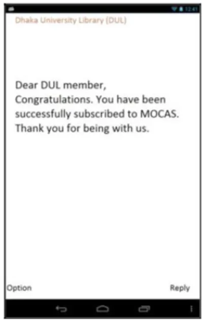 Fig. 3 Confirmation message for MOCAS