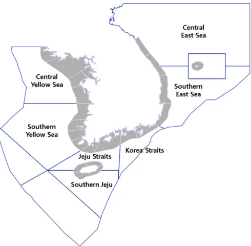 Fig. 1. The Maritime Forecast Zones around South Korea.