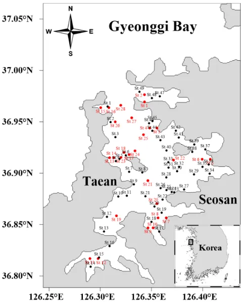 Fig. 1. Sampling sites in the Garolim Bay, Korea.