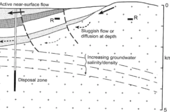 Fig. 1. Example of borehole disposal concept showing  placement of borehole within surrounding geology (from  Chapman and Gibb, 2003).