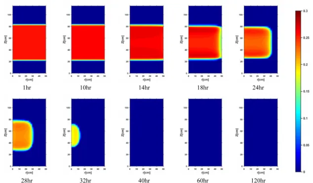 Fig. 8. Spatial distributions of gas hydrate saturation during the depressurization. 