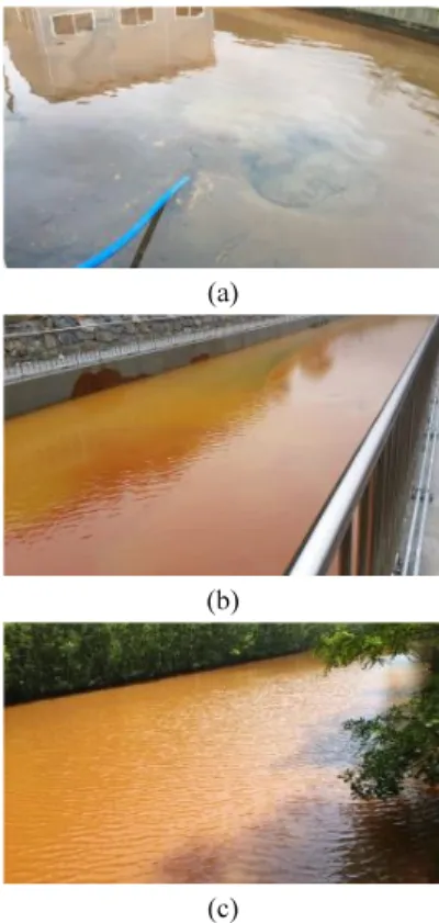 Fig. 1. Settling ponds of (a) OD and (b) YD semi-active  treatment facilities and (c) a SAPS of SW passive treatment  facilities.로써 슬러지를 장기간 축적한다