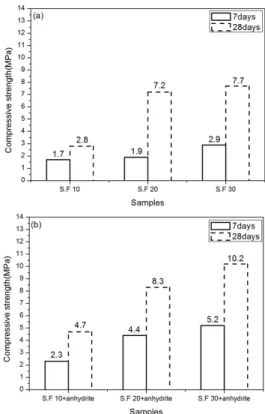 Fig. 9. Pore size distribution of NHL pastes containing silica  fume and anhydrite. : (a) S.F 10 and S.F 30 after 28 days, (b)  S.F 30 with curing, (c) S.F 30+anhydrite after 28 days