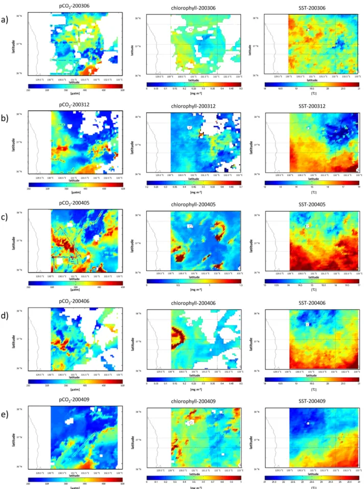 Fig. 4. Maps of NN model output (pCO 2 NN ) with the superimposed pCO 2 in situ  (Fig